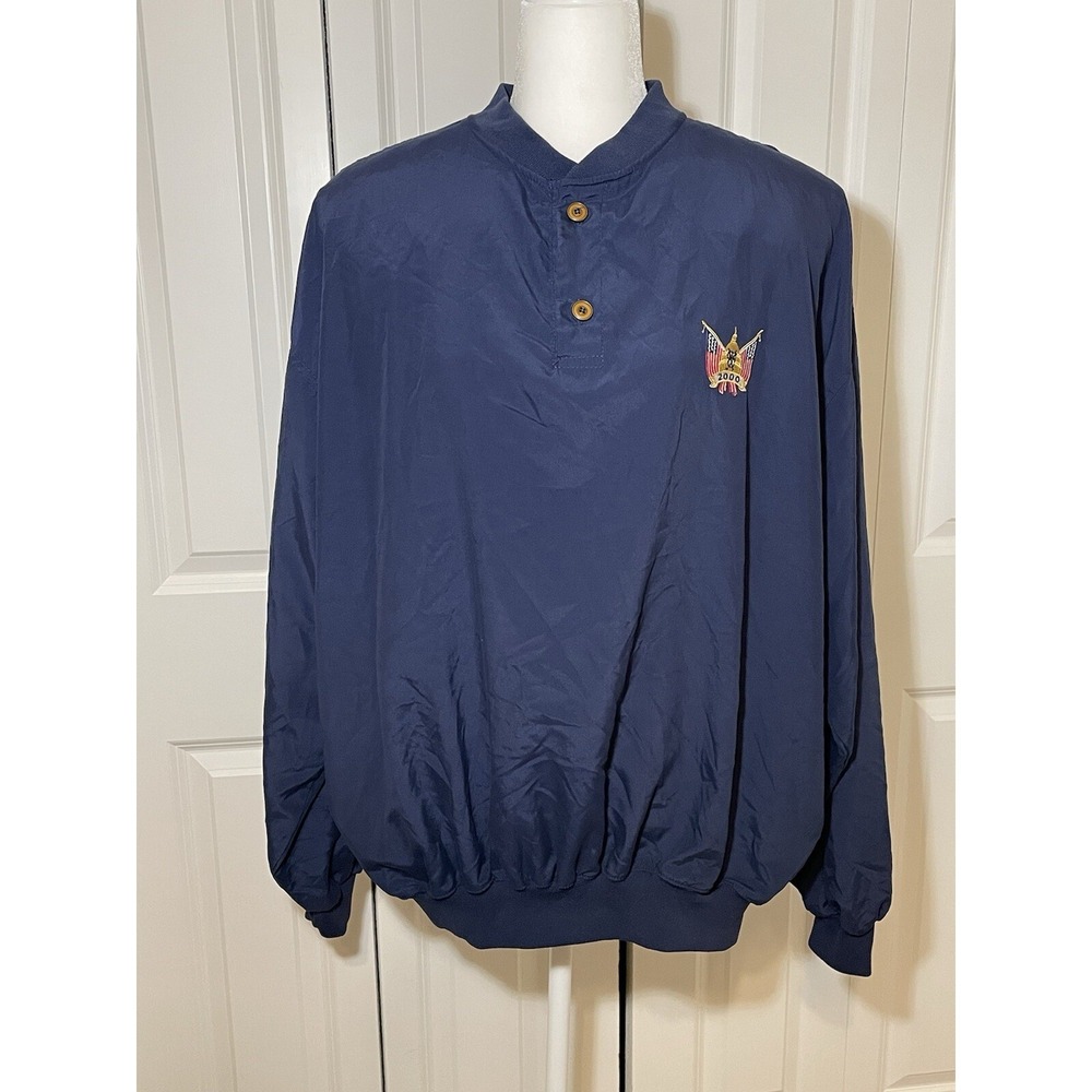 Vintage Starbus Congressional Jacket Mens 2XL Blue Golf Windbreaker Made in USA